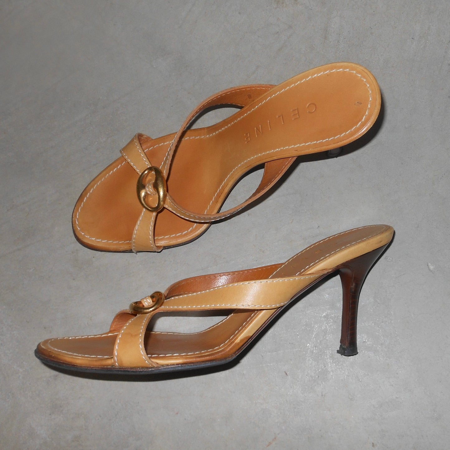 Celine Brown Logo Heels (38)