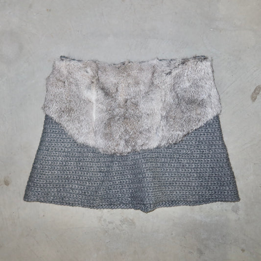 Vintage Cable Knit and Rabbit Fur Skirt