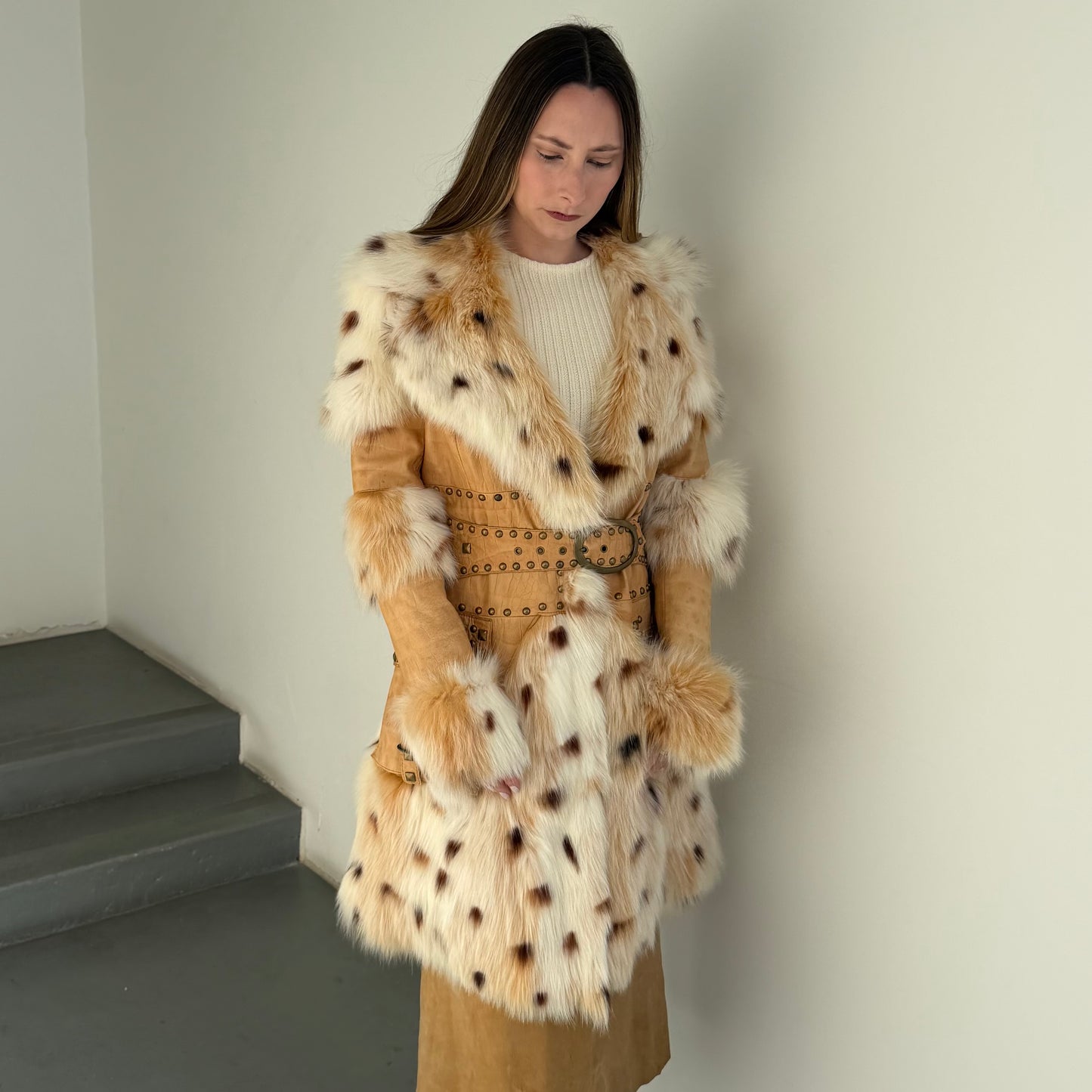 Vintage Italian Leather and Fur Coat