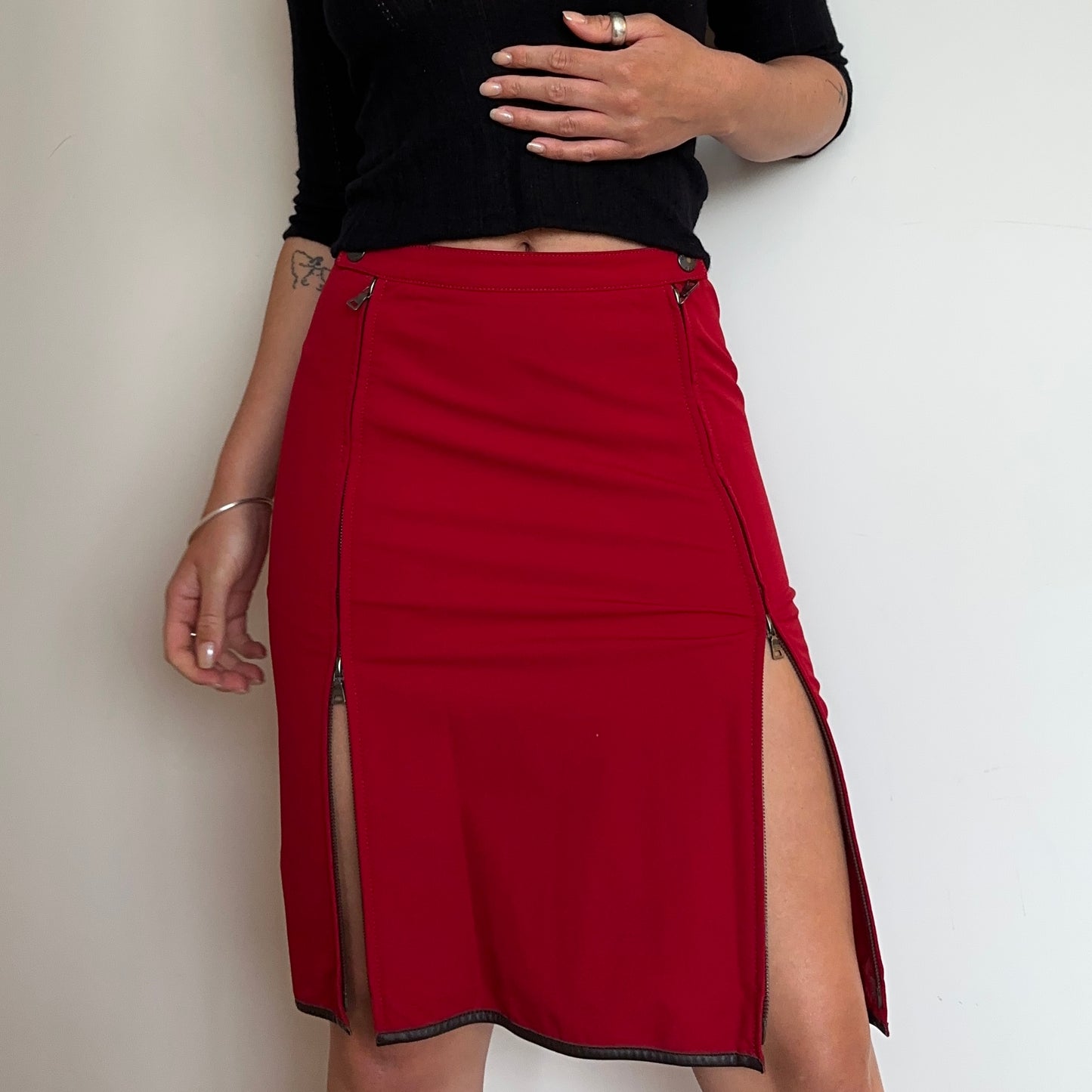 Prada Sport AW1999 Red Midi Skirt