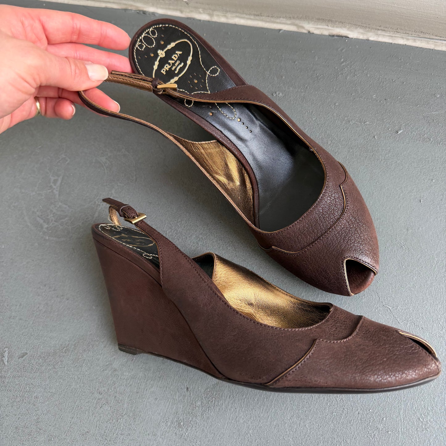 Prada Brown Suede Wedges (40)