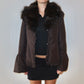 Balmain Brown Nylon and Fur Coat