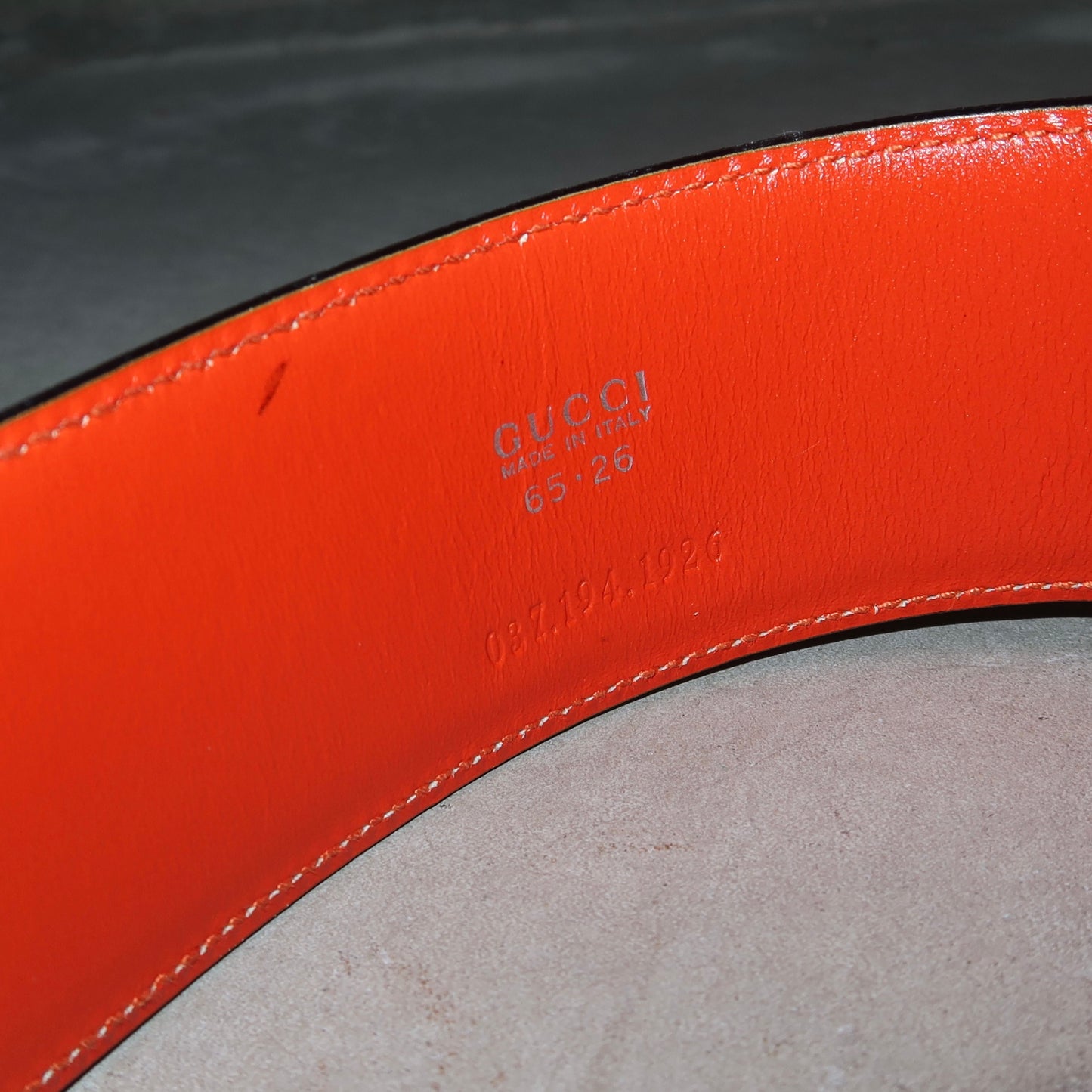 Gucci AW1995 Orange Patent Horsebit Belt