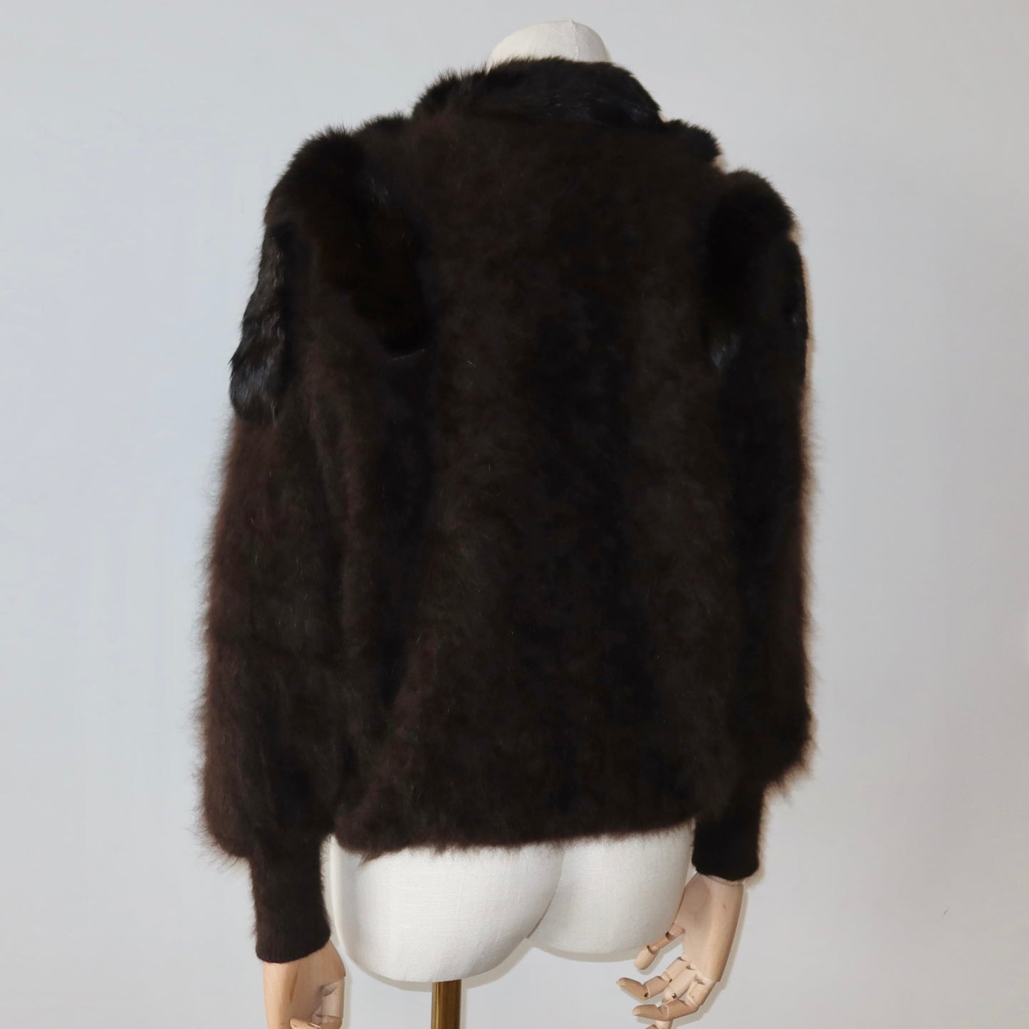 Vintage Brown Angora and Real Fur Cardigan