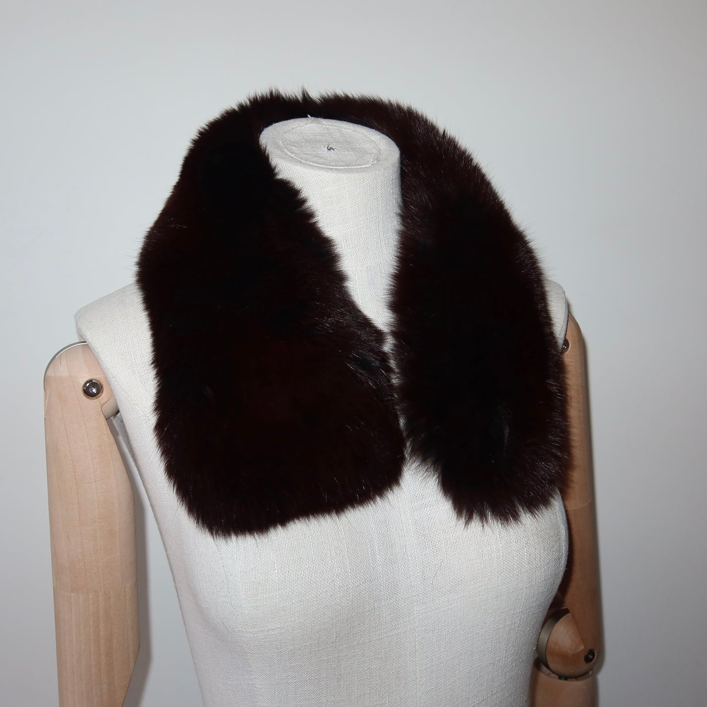Vintage Dark Brown Real Fur Collar