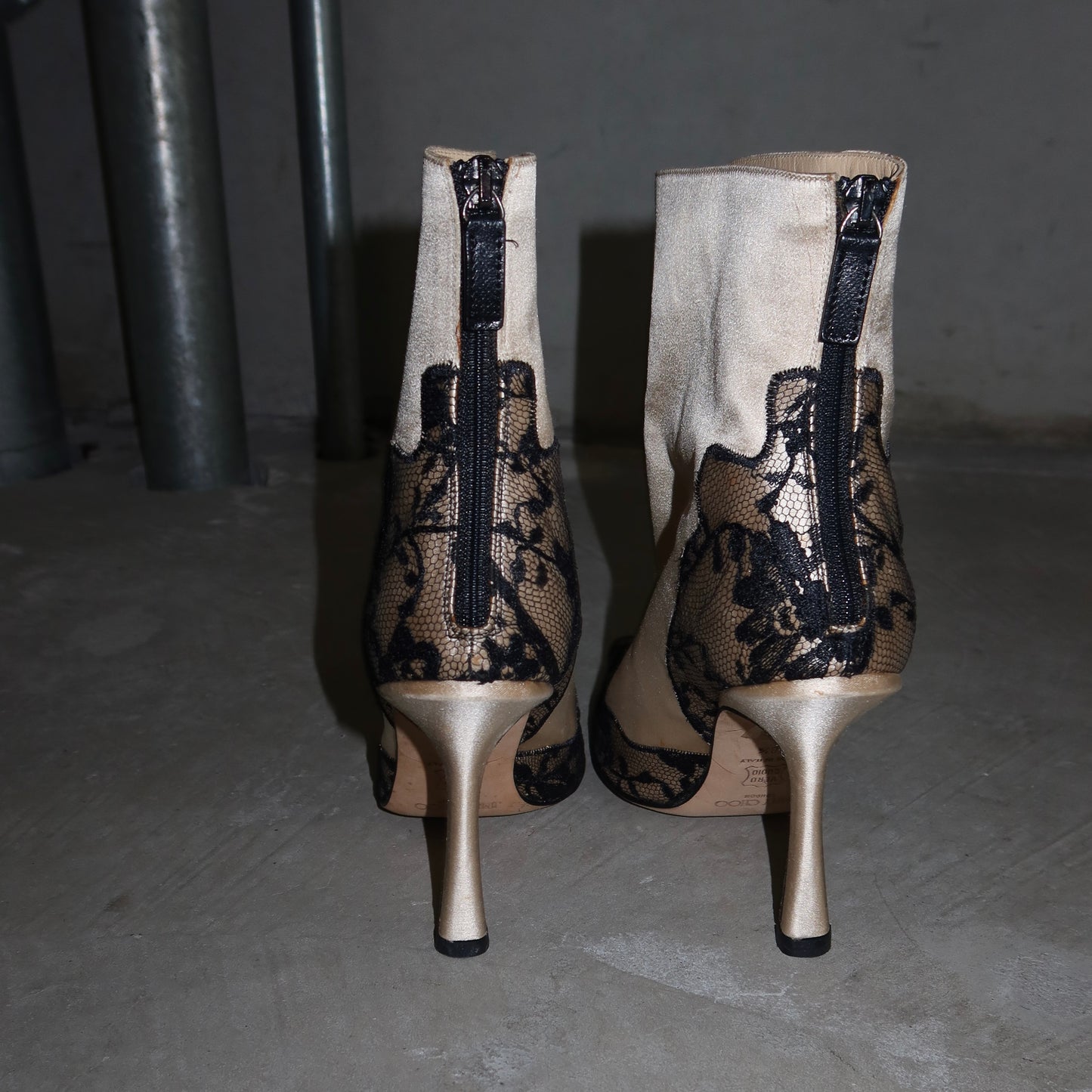 Jimmy Choo Satin and Lace Booties (38.5)