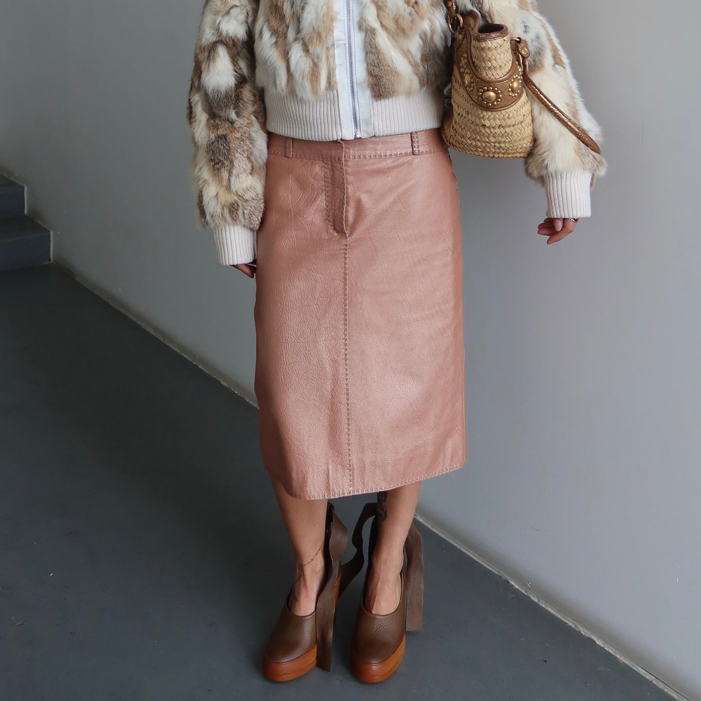 Fendi 2004 Selleria Pink Metallic Skirt
