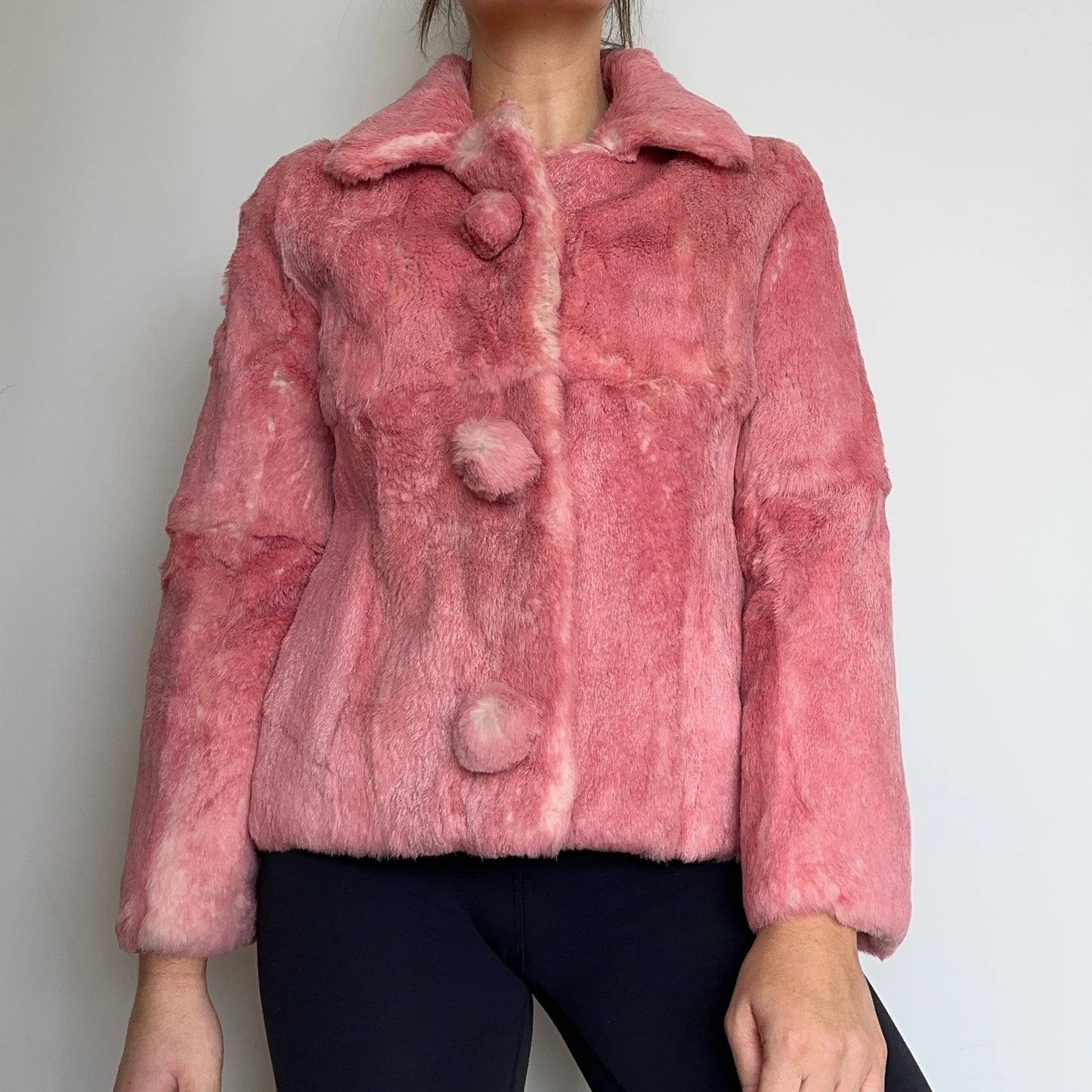 Cynthia Rowley Pink Rabbit Fur Coat