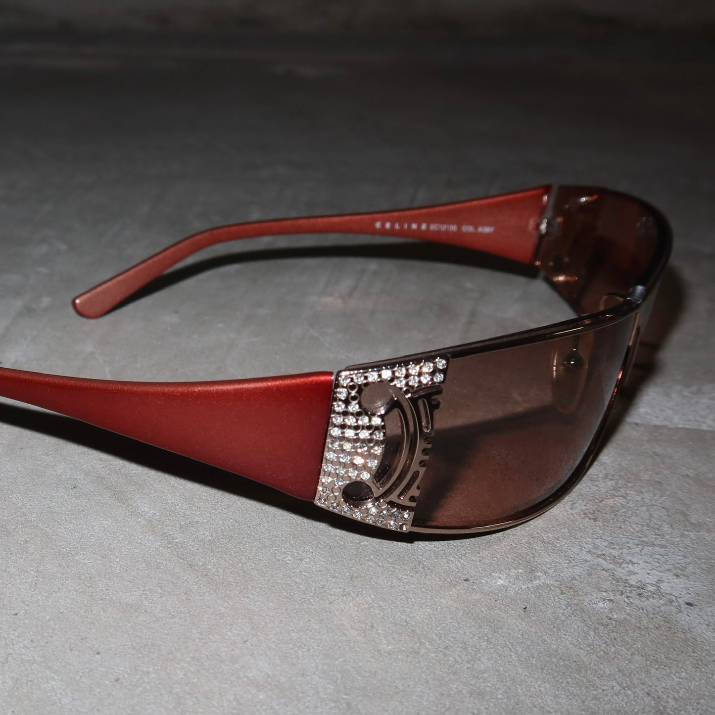Celine Rhinestone Split Logo Sunglasses