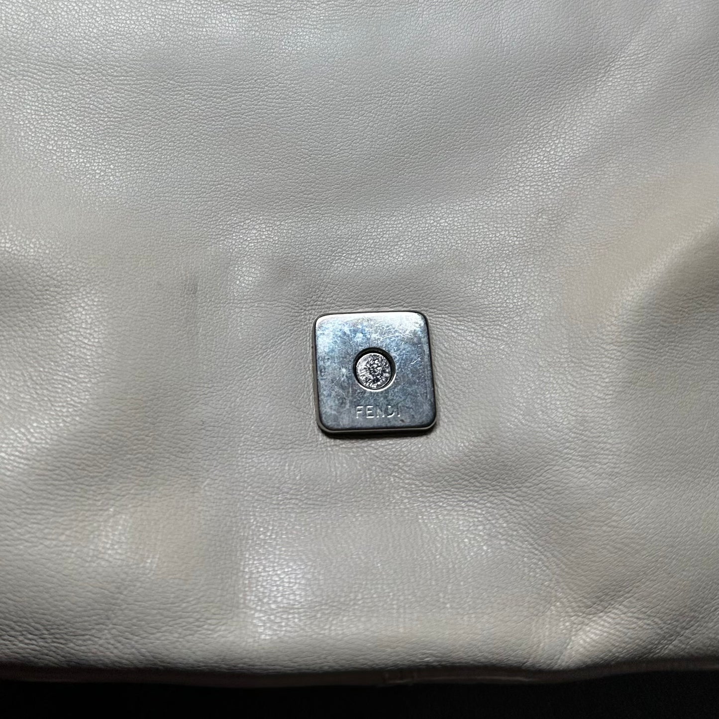 Fendi White Leather Baguette