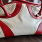 Prada Red and White Bowling Bag
