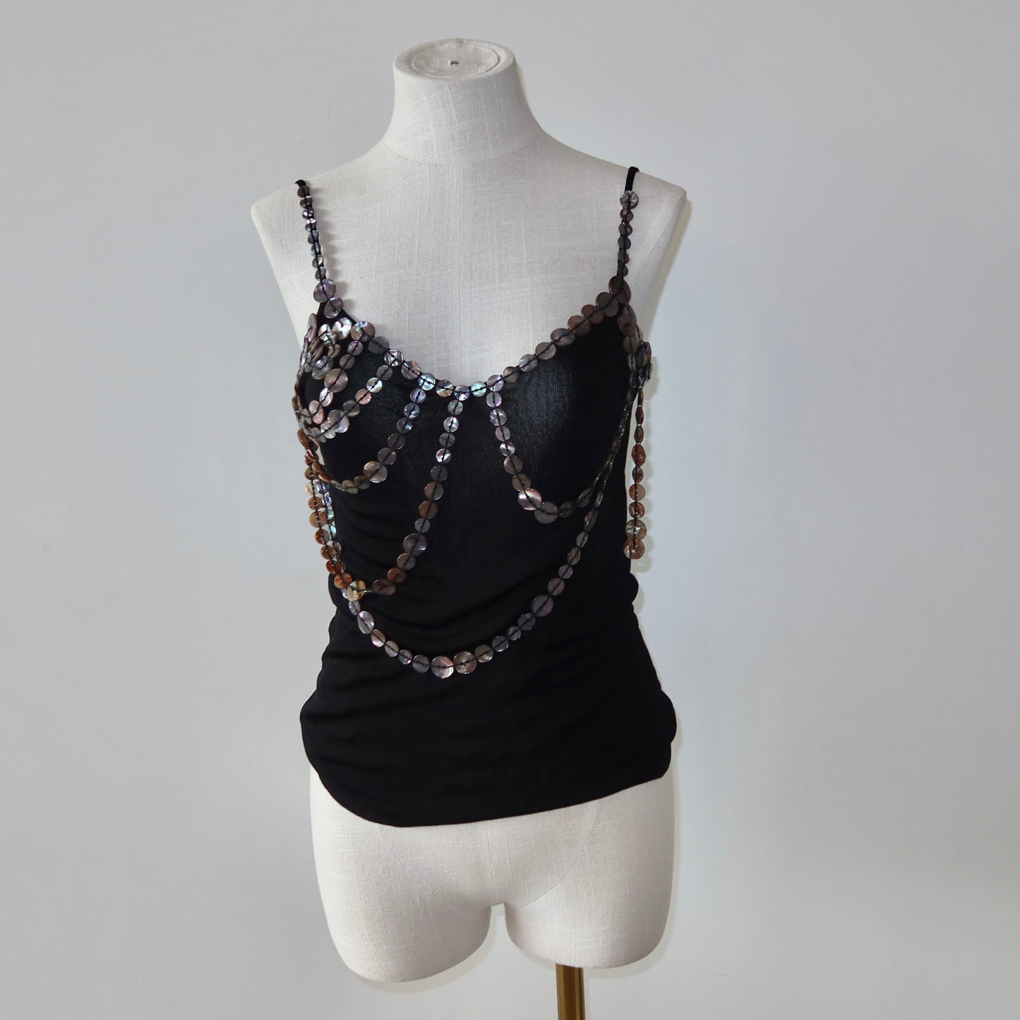 Jean Paul Gaultier Mother of Pearl Button Tank