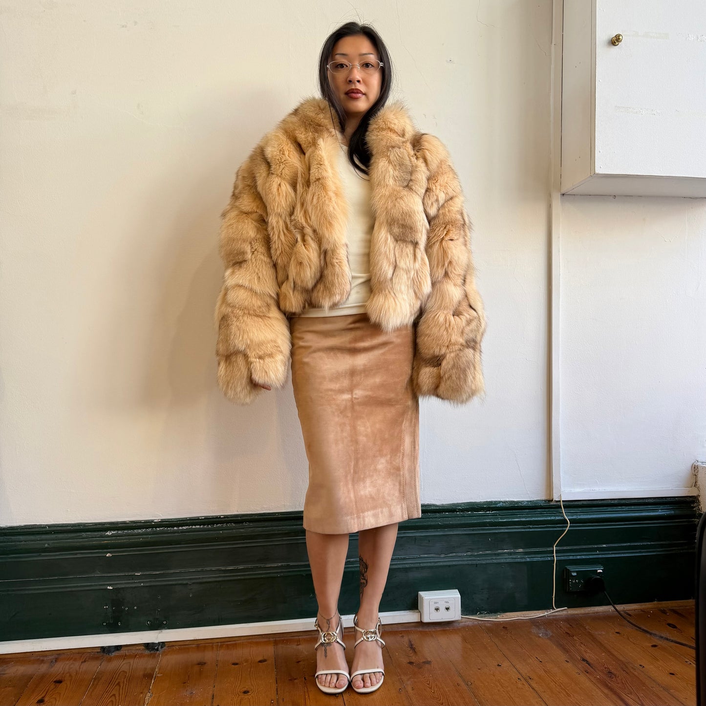 Yves Saint Laurent Suede Pencil Skirt