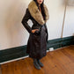Vintage Brown Leather Trench with Fur Collar