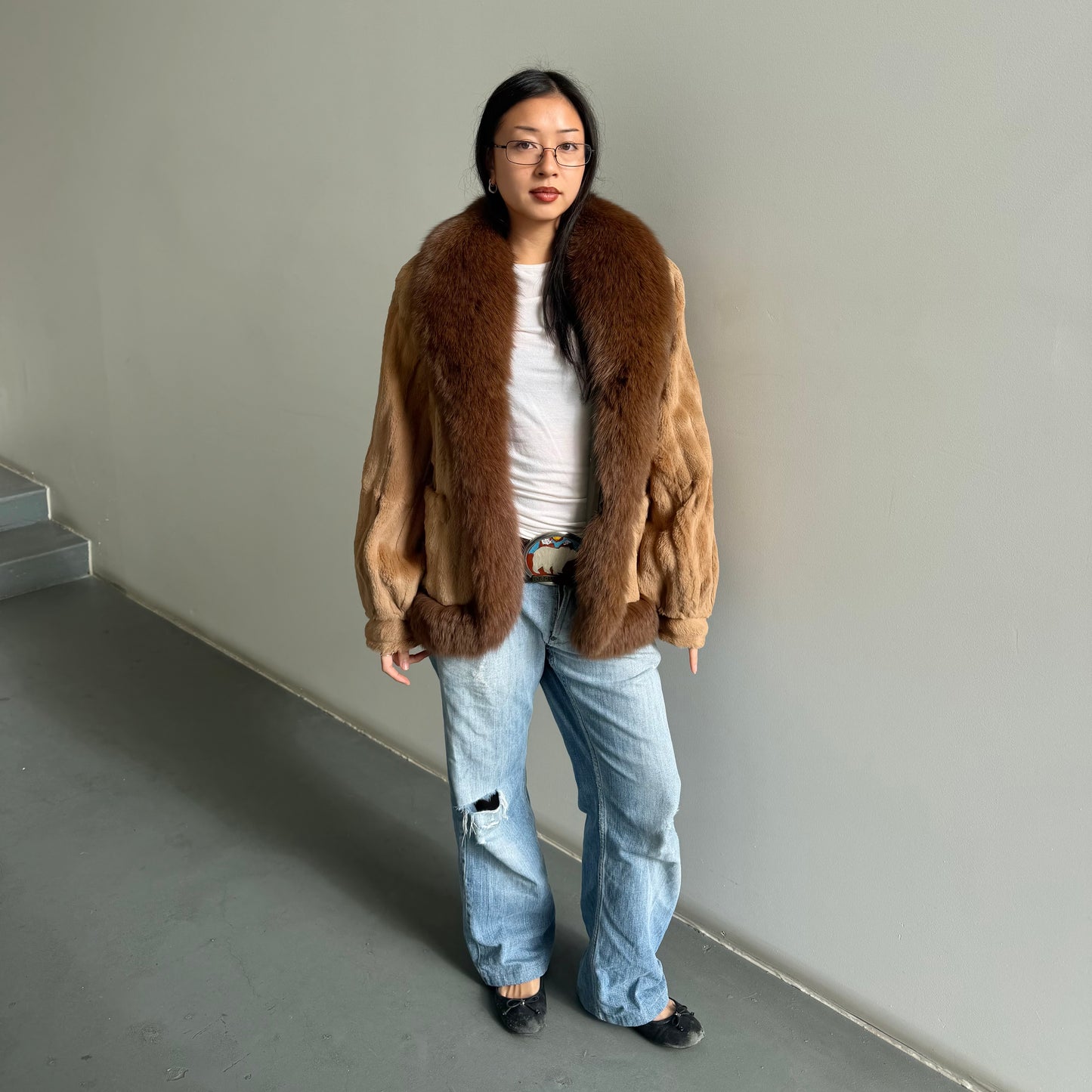 Vintage Mixed Real Fur Bomber