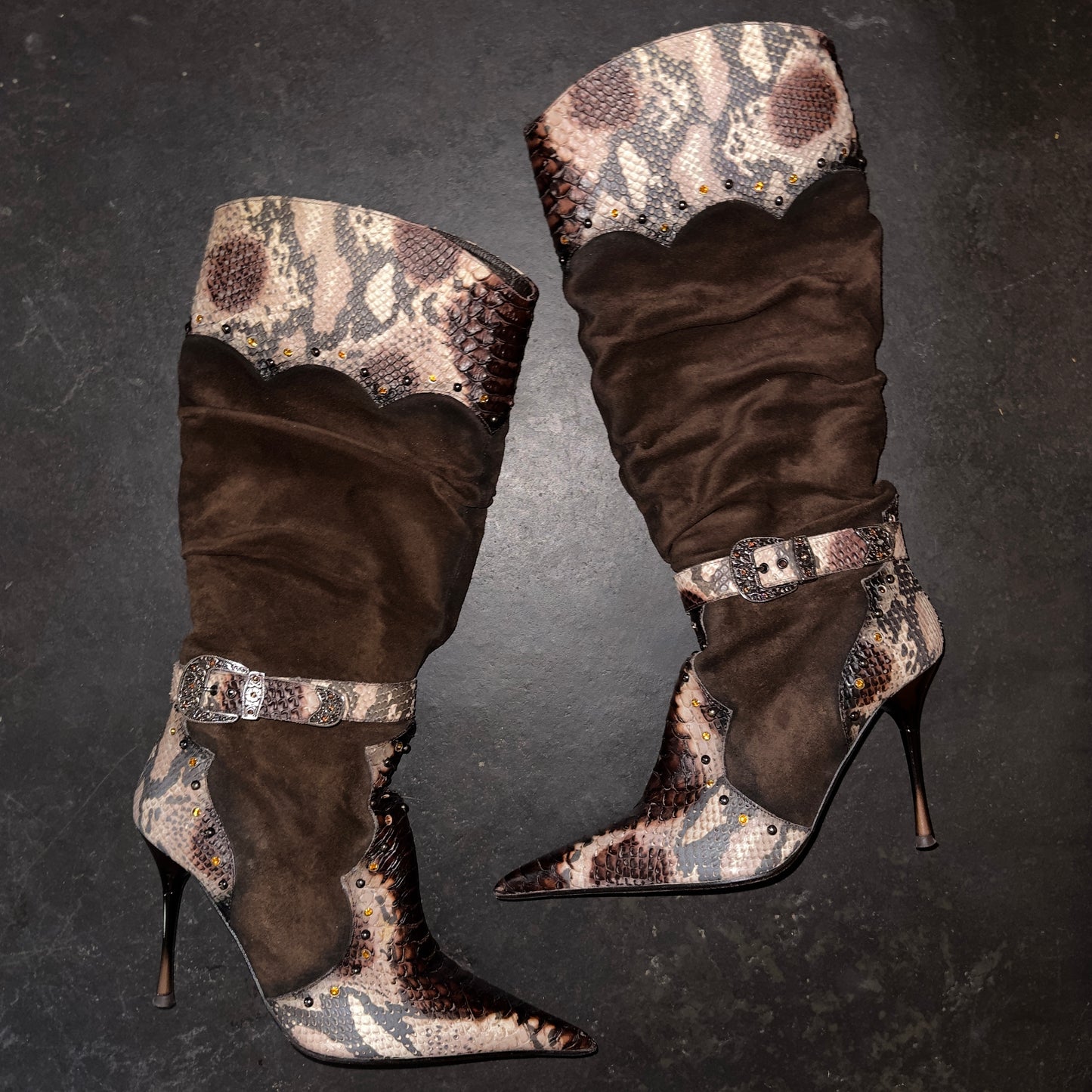 El Dante’s Suede and Snakeskin Cowboy Boots (40)