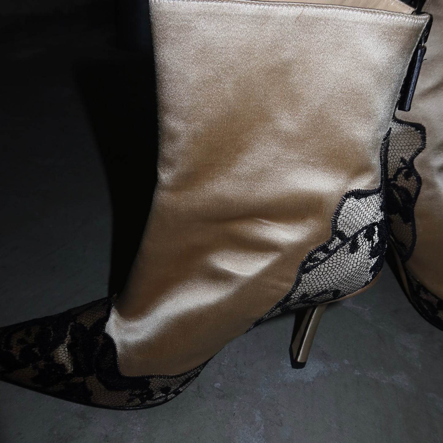 Jimmy Choo Satin and Lace Booties (38.5)