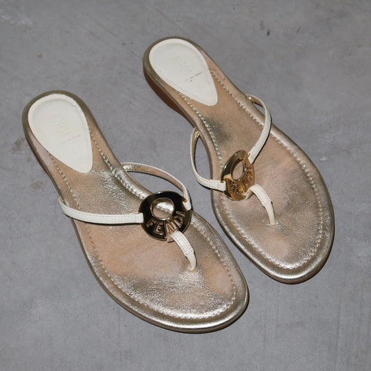 Fendi Metallic Flip Flops (38)