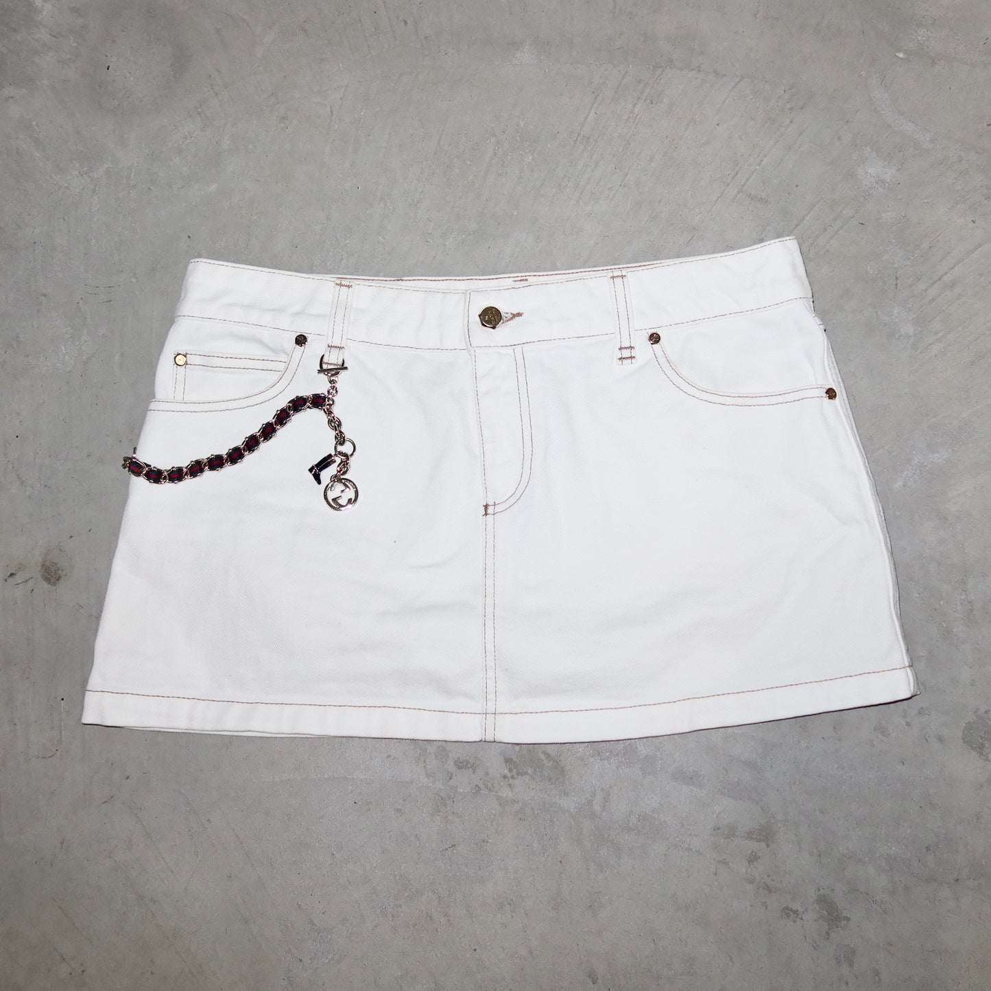 Gucci Cruise 2006 White Denim Mini Skirt