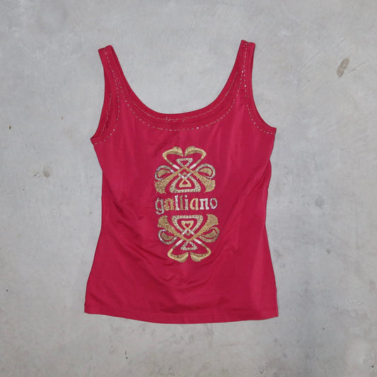 John Galliano Red Embroidered Tank