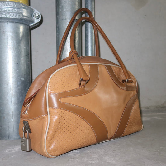Prada Brown Leather Bowling Bag