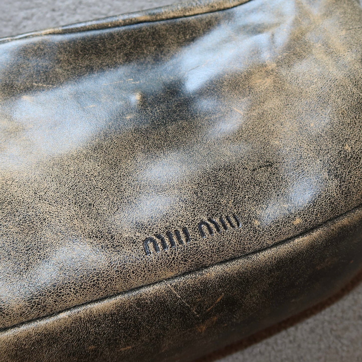 Miu Miu Distressed Leather Camera Bag