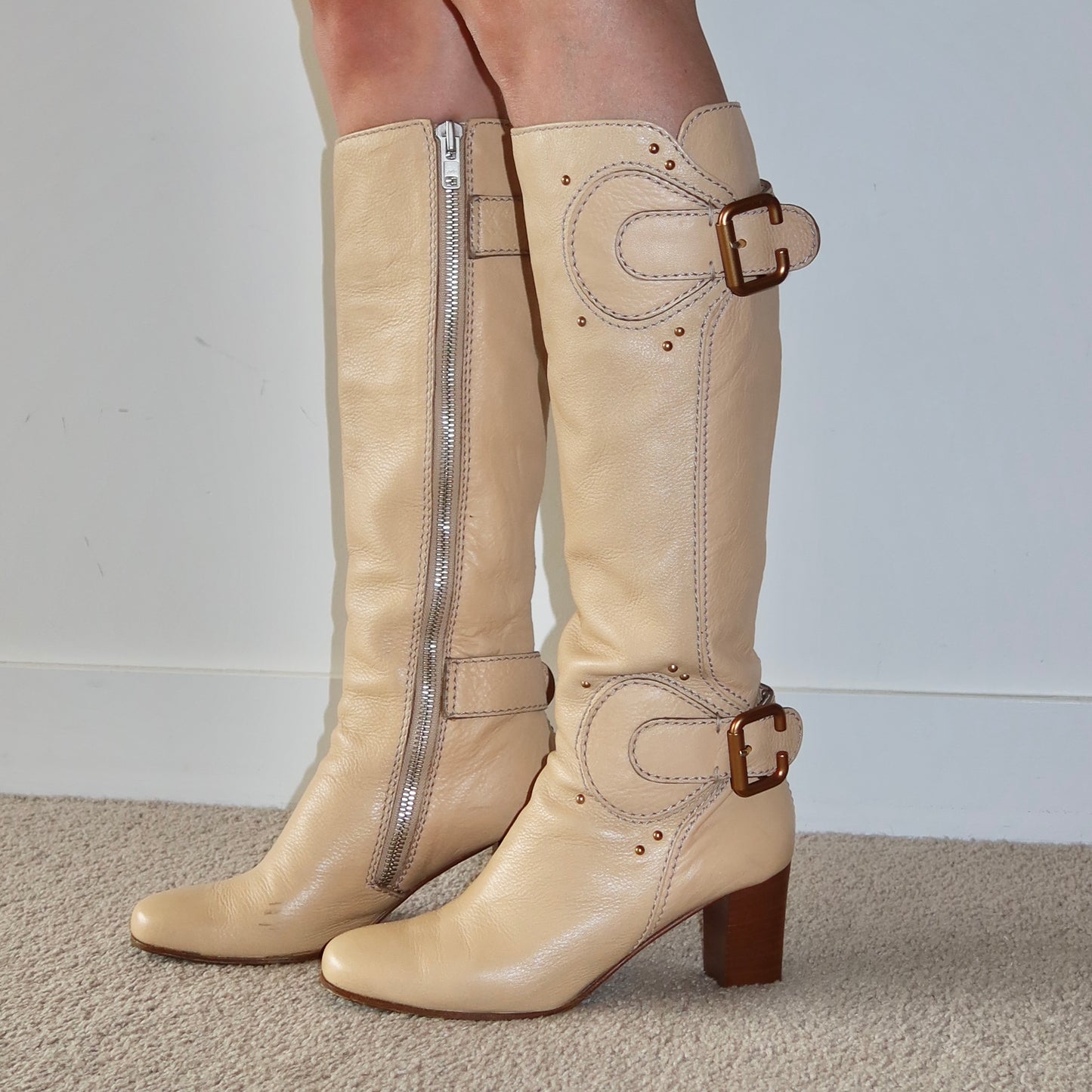 Chloé Cream Paddington Boots (37.5)