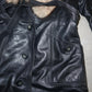 Vintage Black Leather Trench with Fur Collar