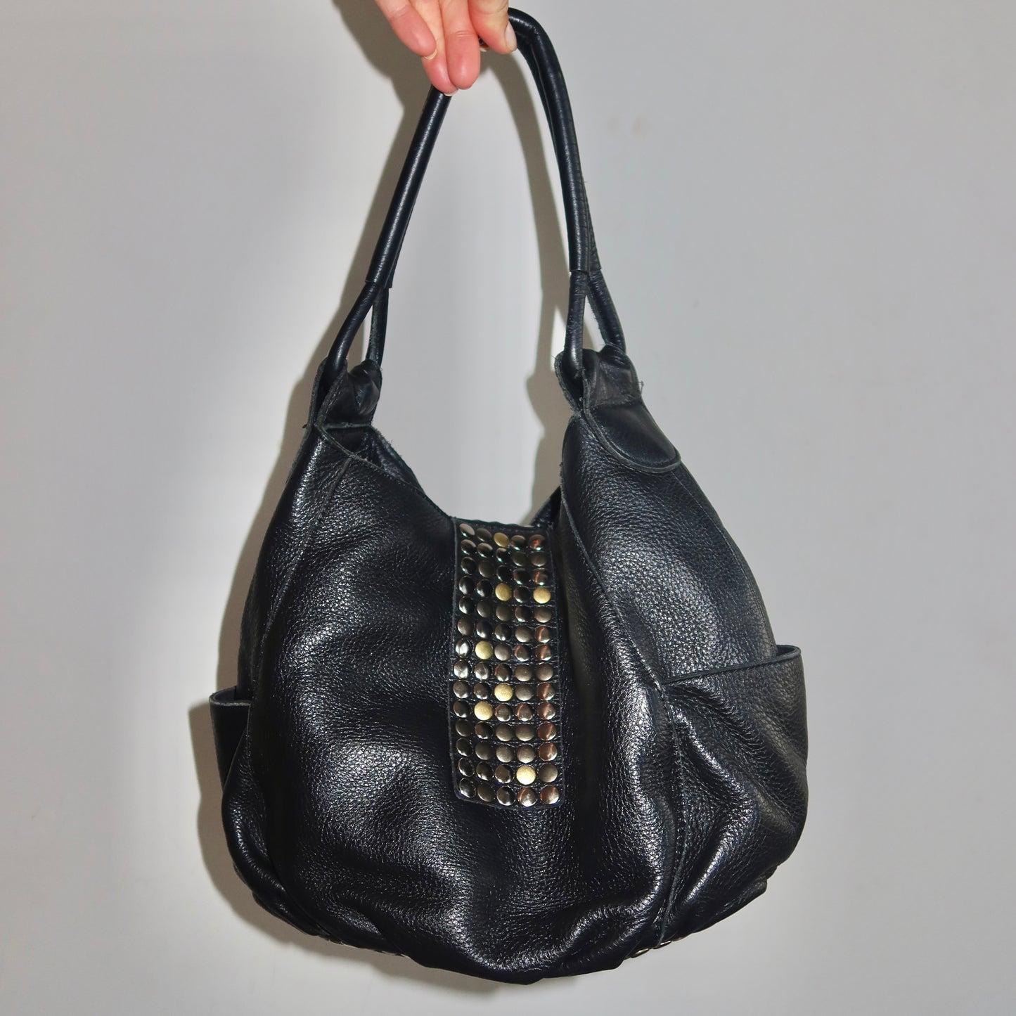 Tres Studded Leather Bag
