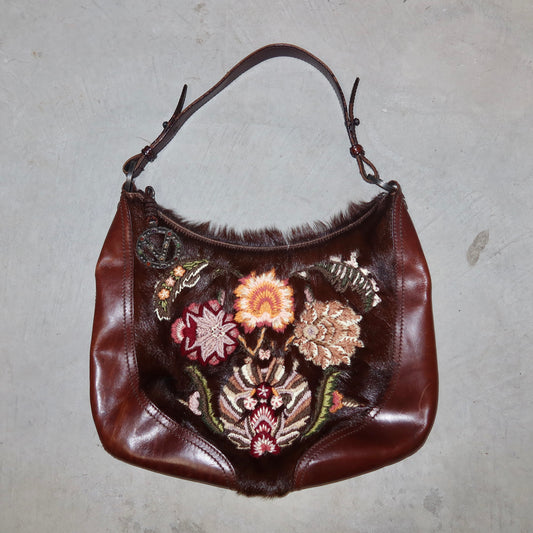 Valentino Embroidered Fur Bag