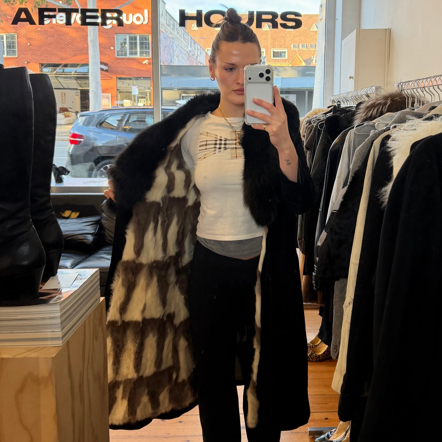 Vintage Fur Lined Suede Trench
