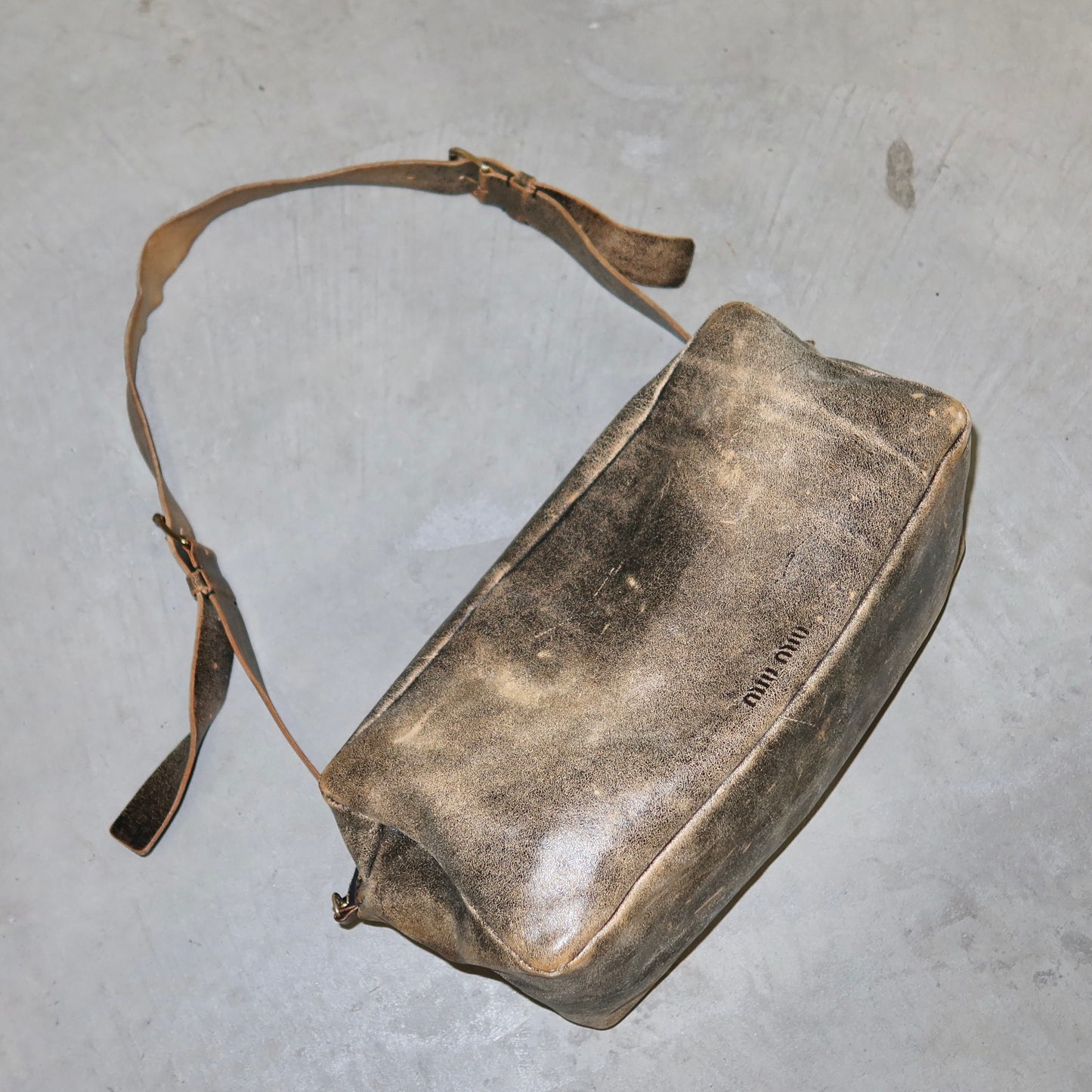 Miu Miu Distressed Leather Camera Bag