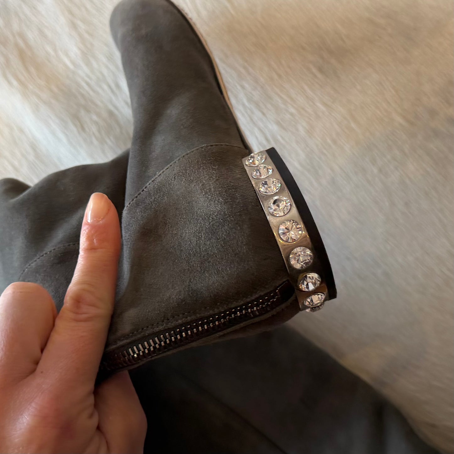 Miu Miu Grey Suede Boots (38)