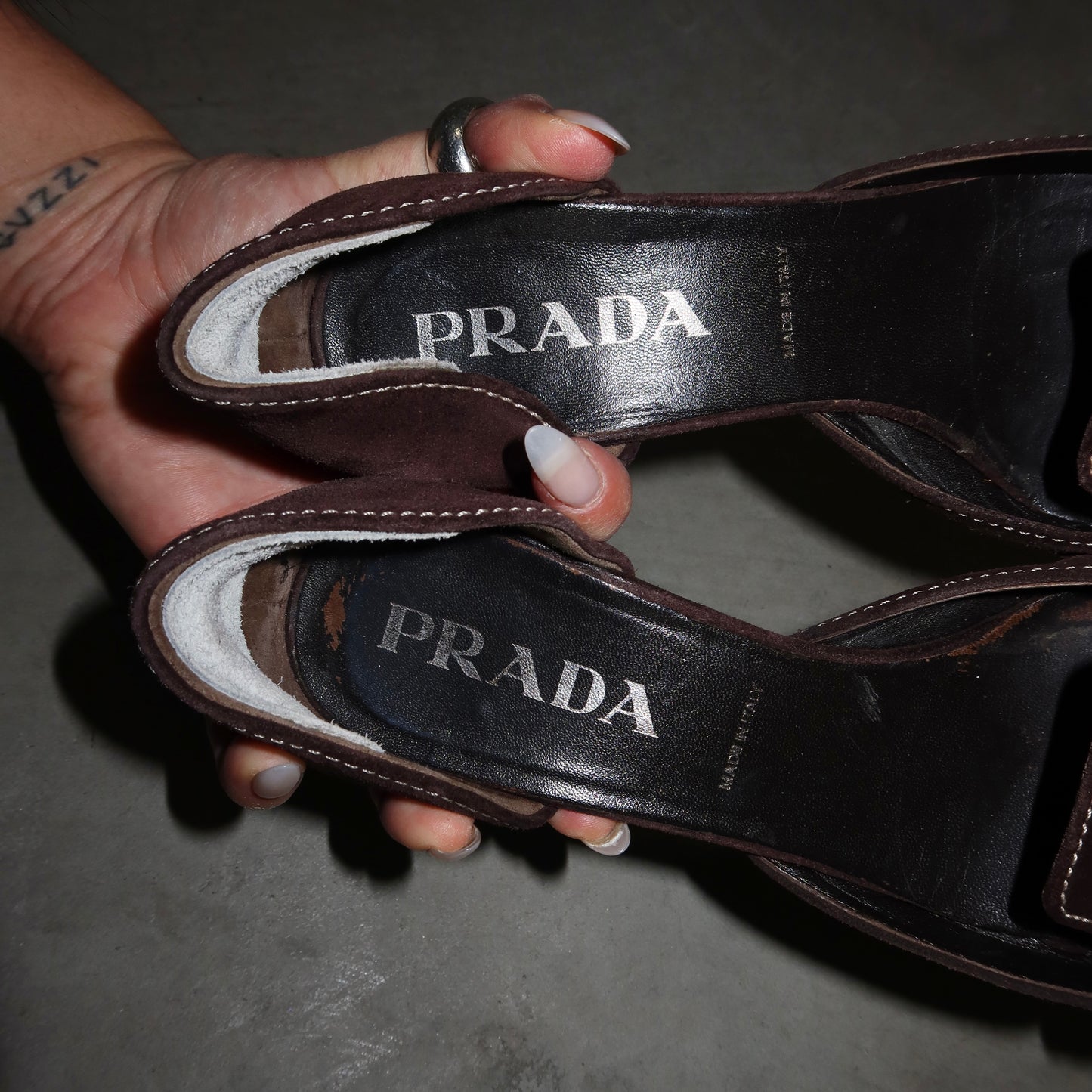 Prada Suede Buckle Kitten Heels (38)
