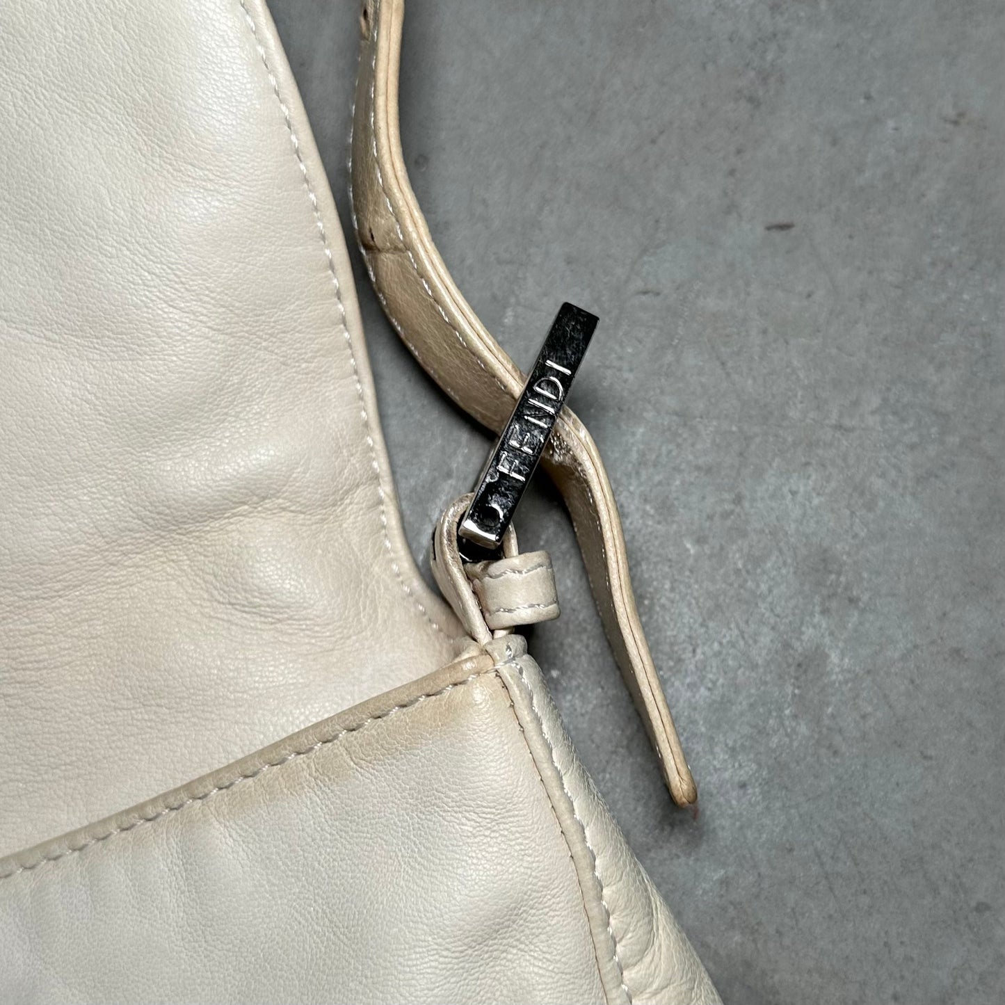 Fendi White Leather Baguette