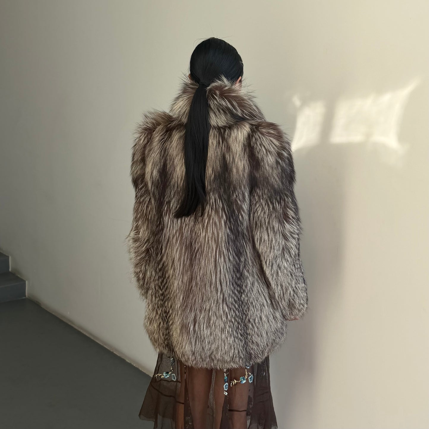 Vintage Silver Fox Fur Coat
