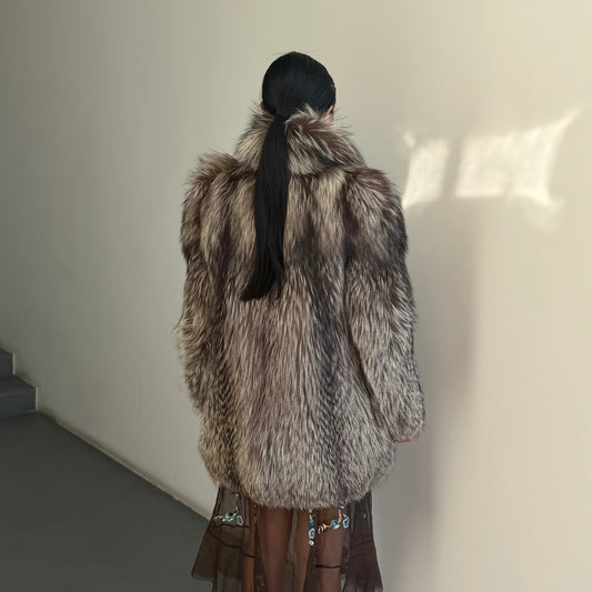 Vintage Silver Fox Fur Coat