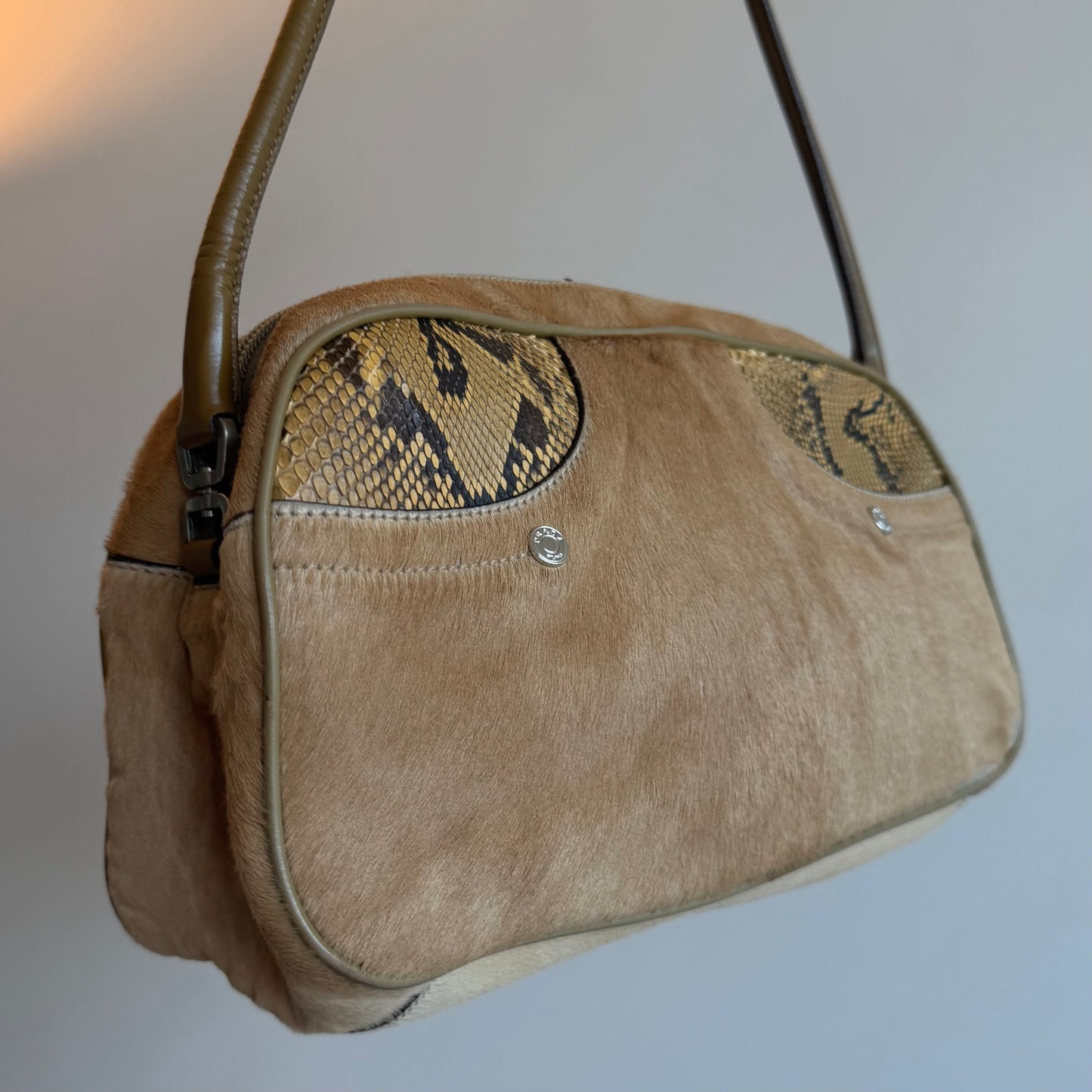 Prada Cowhide and Python Boston Bag