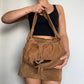 Vintage Brown Leather Bag with Horn Detail