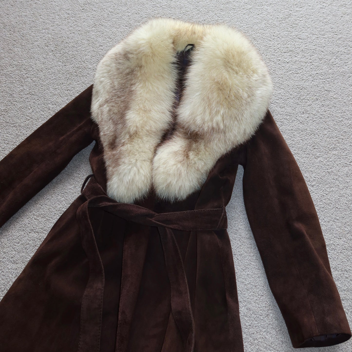 Vintage Suede and Fox Fur Trench