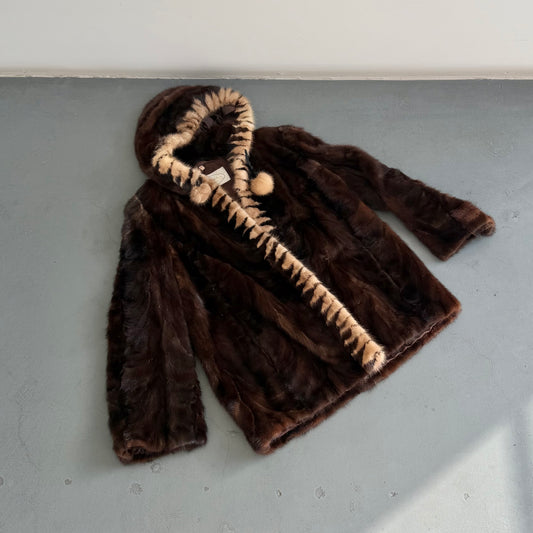 Cizenne Hooded Mink Fur Coat