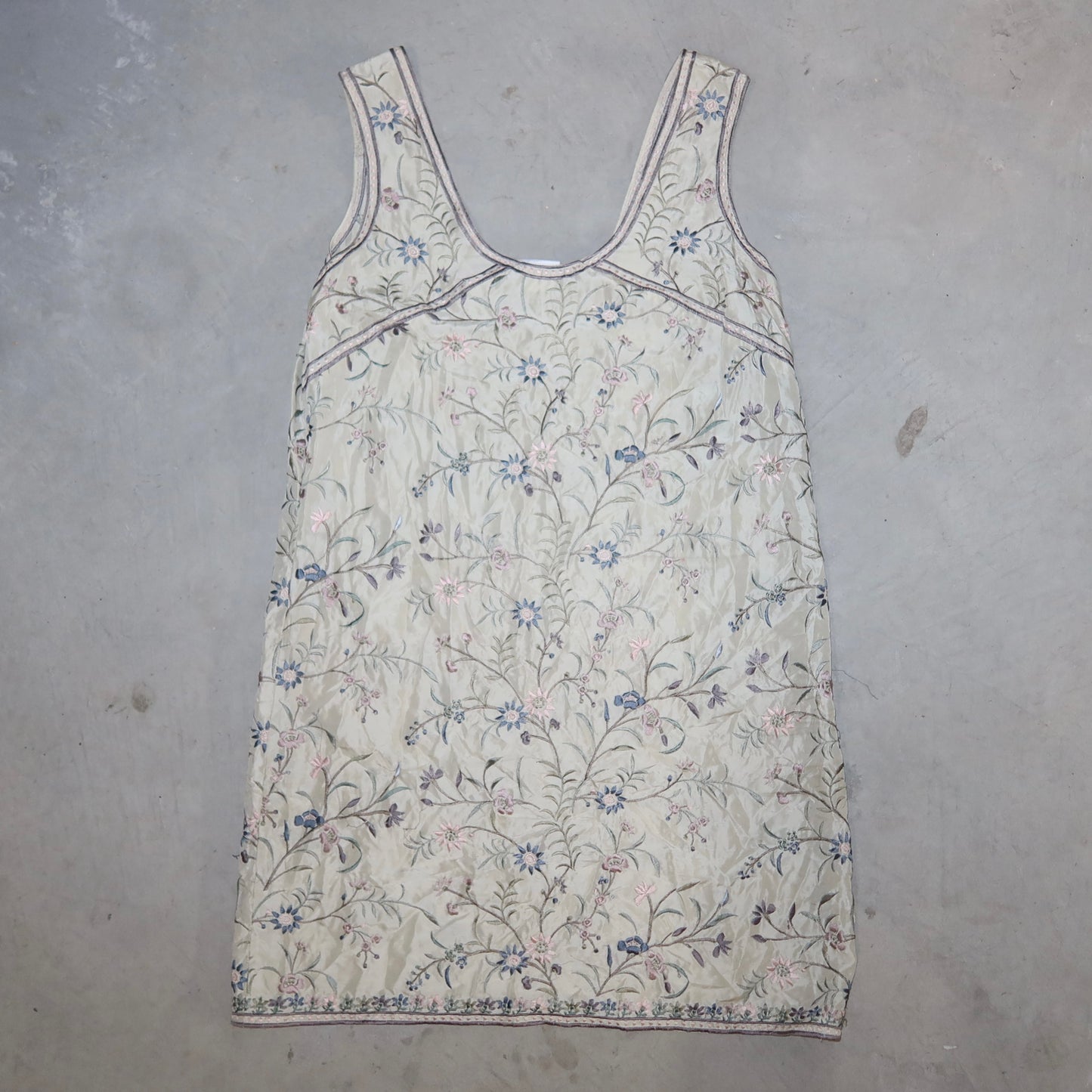 DKNY Embroidered Silk Mini Dress