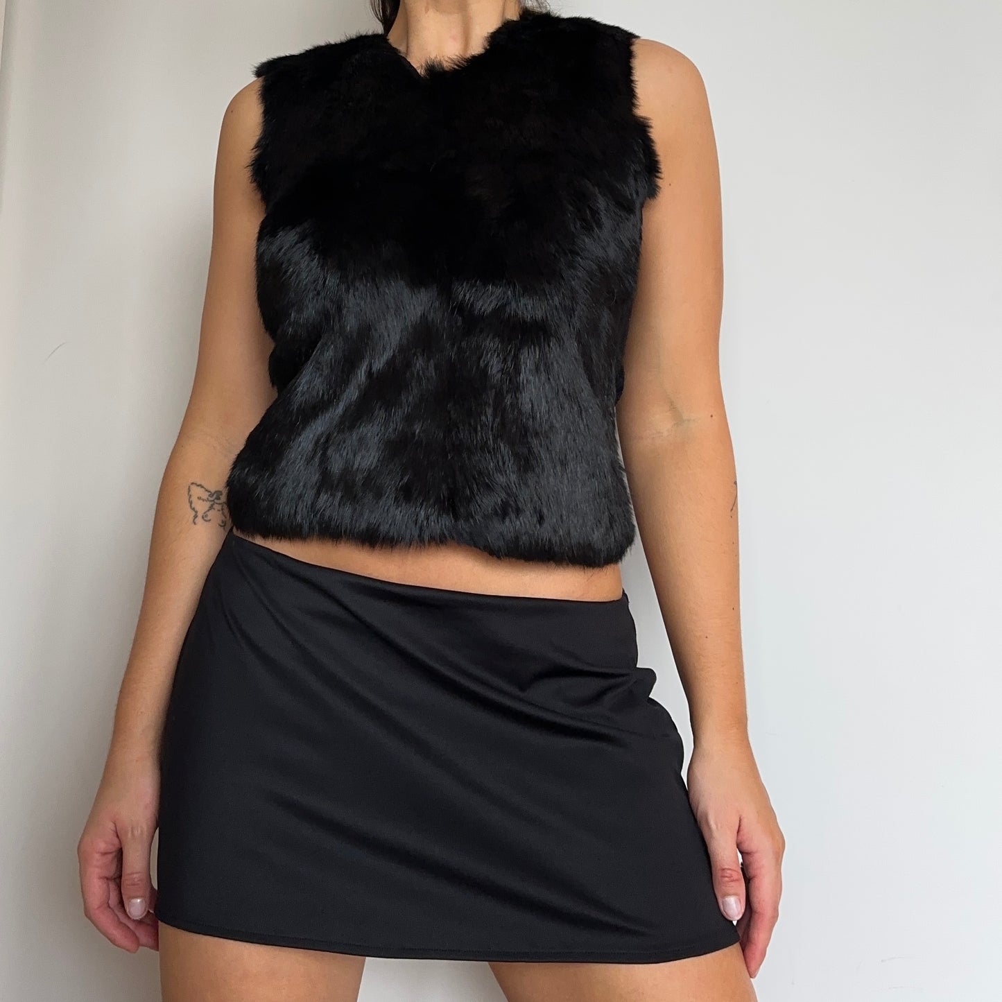 Vintage Real Fur V Neck Top