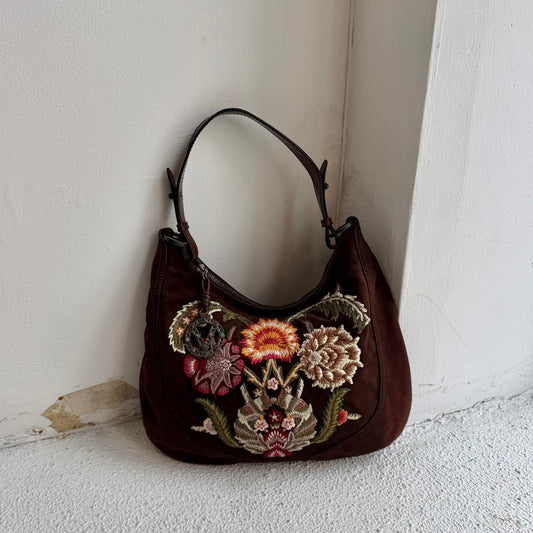 Valentino Suede Embroidered Bag