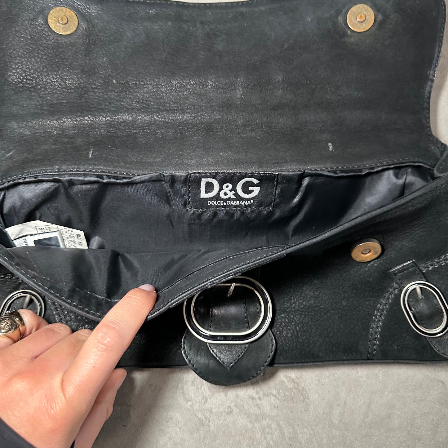 D&G Black Suede Bag with Buckles