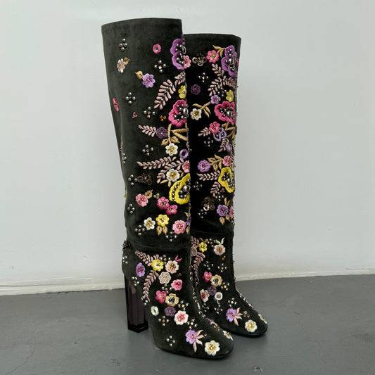 Emilio Pucci Embroidered Suede Boots (37)