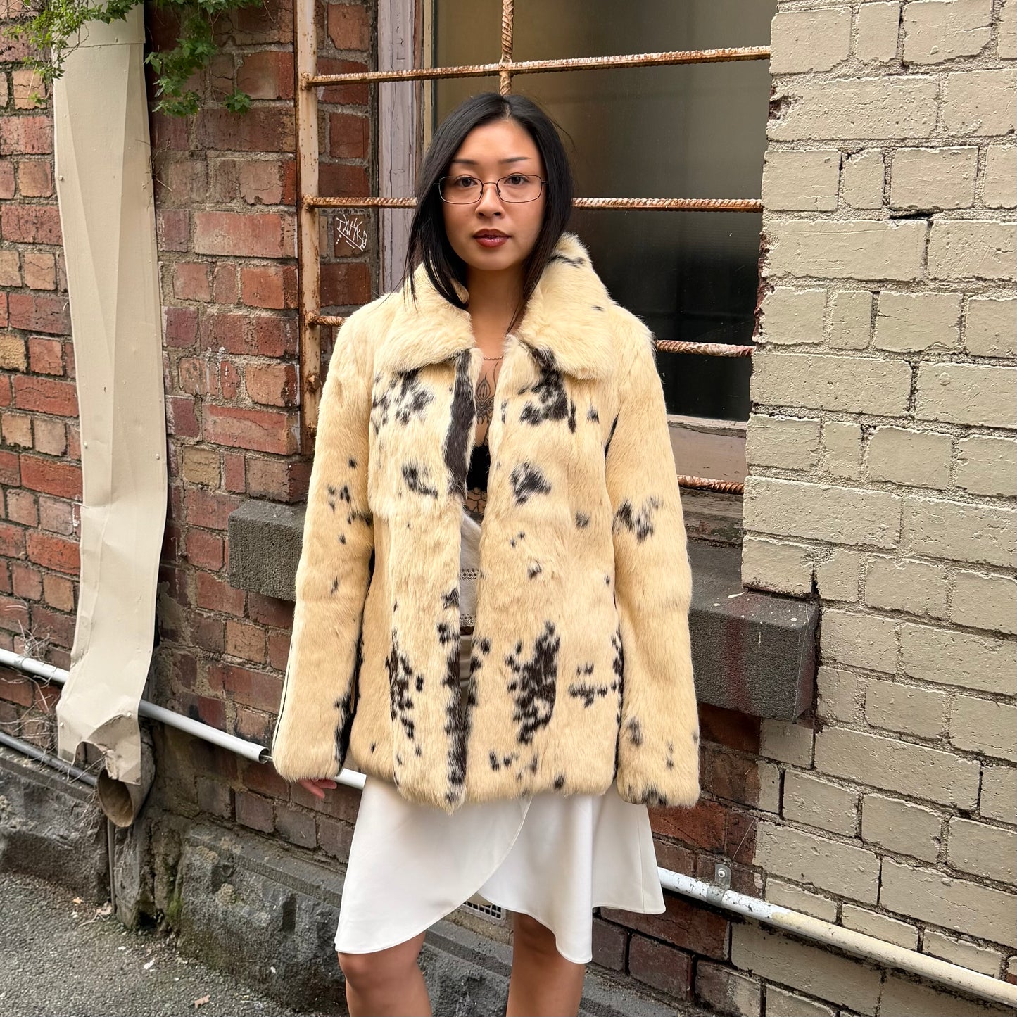 Vintage Spotted Rabbit Fur Coat