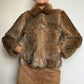 Vintage Brown Rabbit Fur Zip Up Coat