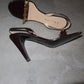 Celine Croc Print Leather Heels with Gold Charm Hardware (38)