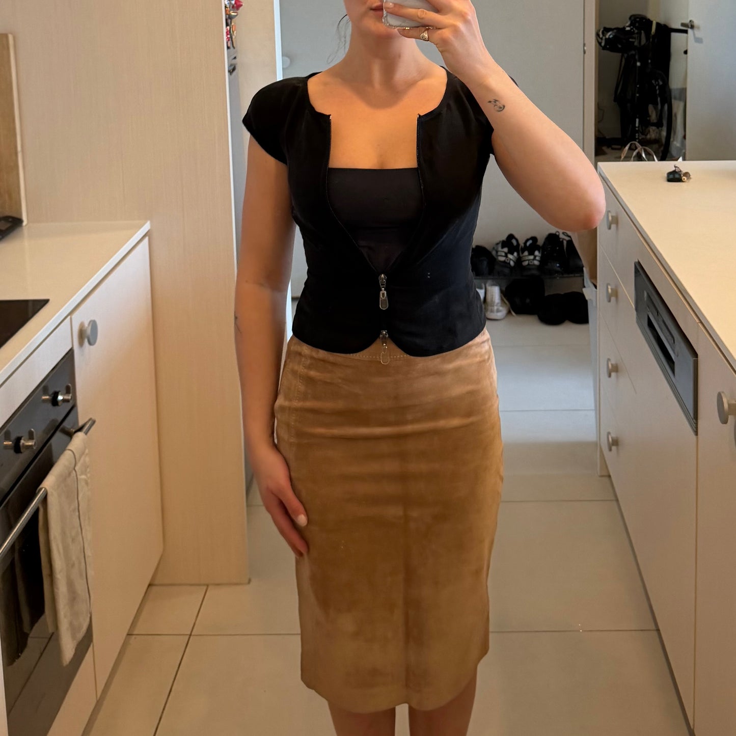Yves Saint Laurent Suede Pencil Skirt